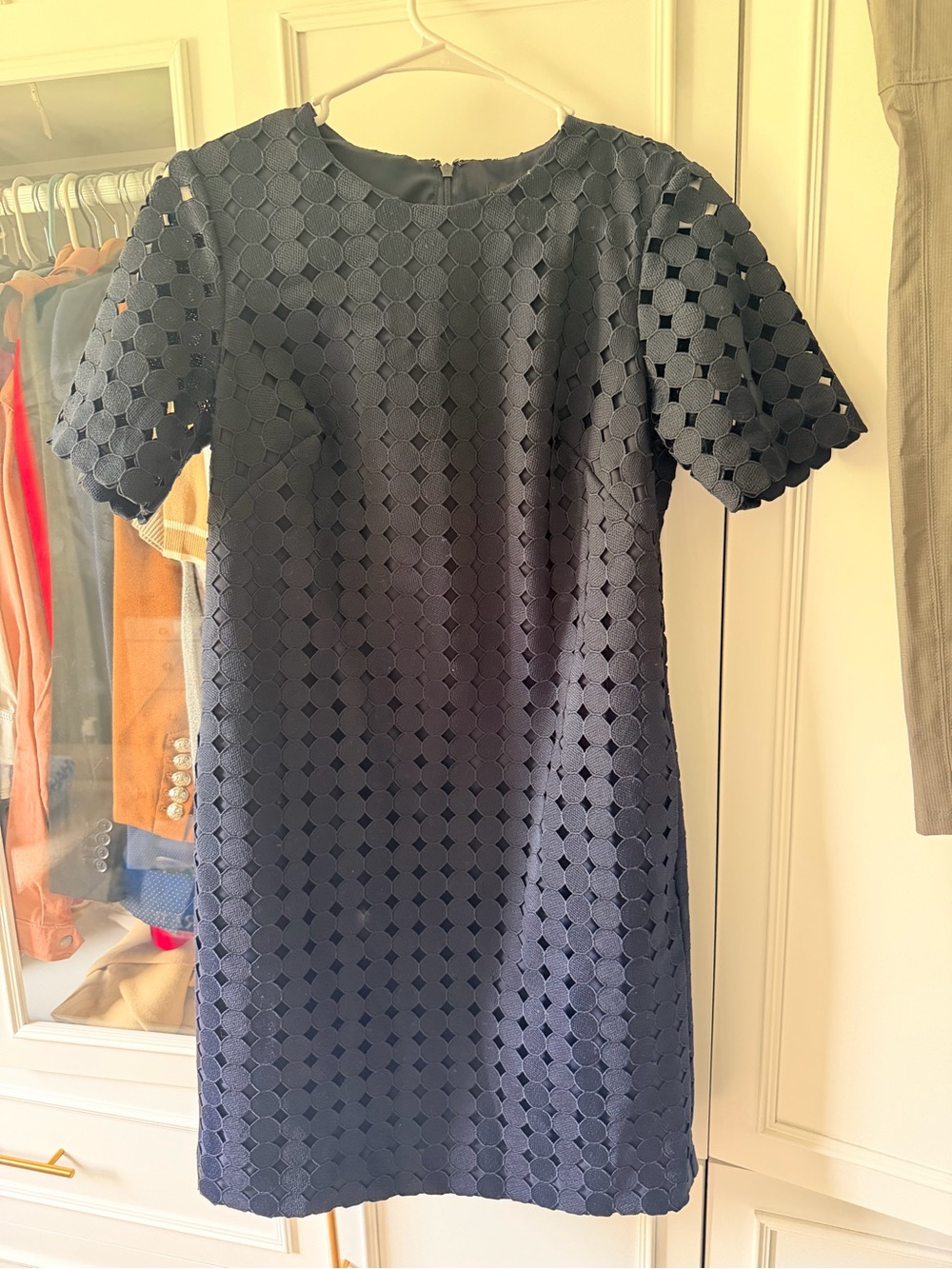 Banana Republic Elegant Navy Short-Sleeve Sheath Dress